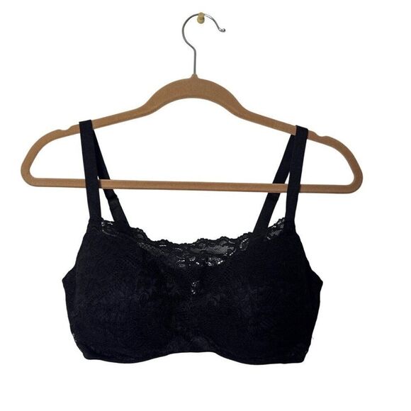 Soma Black Lace Underwire Bra 34DD Adjustable Straps Hook Closure - Picture 1 of 4